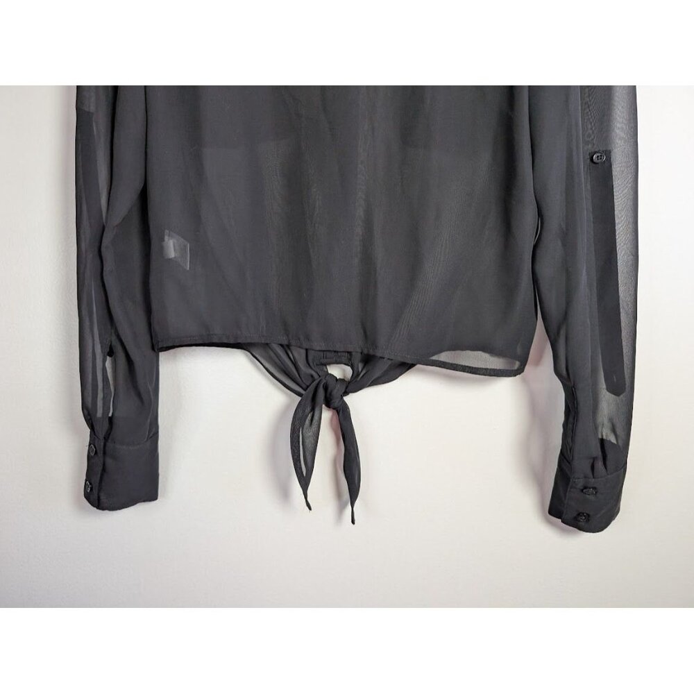Candies‎ Top Women Juniors Medium Sheer Lace Cropped Tie Whimsigoth Witchy NEW - Picture 9 of 10